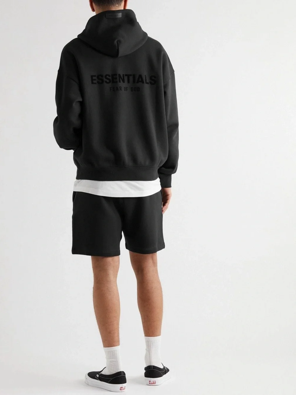 Fear of God Essentials Logo-Flocked Cotton-Blend Jersey Hooded Sweatshirt